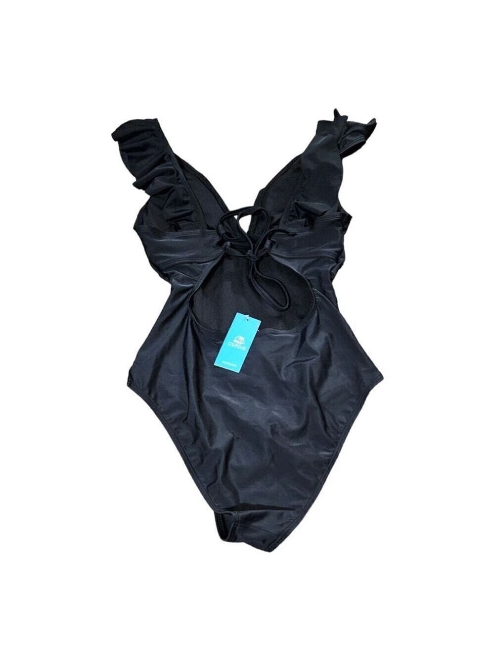 CUPSHE Multi Ruffled Straps Solid Color V-Neck Swimsuit Size Small - Picture 8 of 10